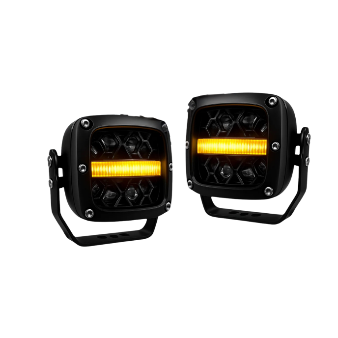 LIU HJG 4 LED Fog Light with Yellow DRL Super Bright Waterproof & Dustproof 100W