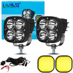 LIU HJG 60W LED Fog Light with Yellow Lens Cap & Wiring Kit
