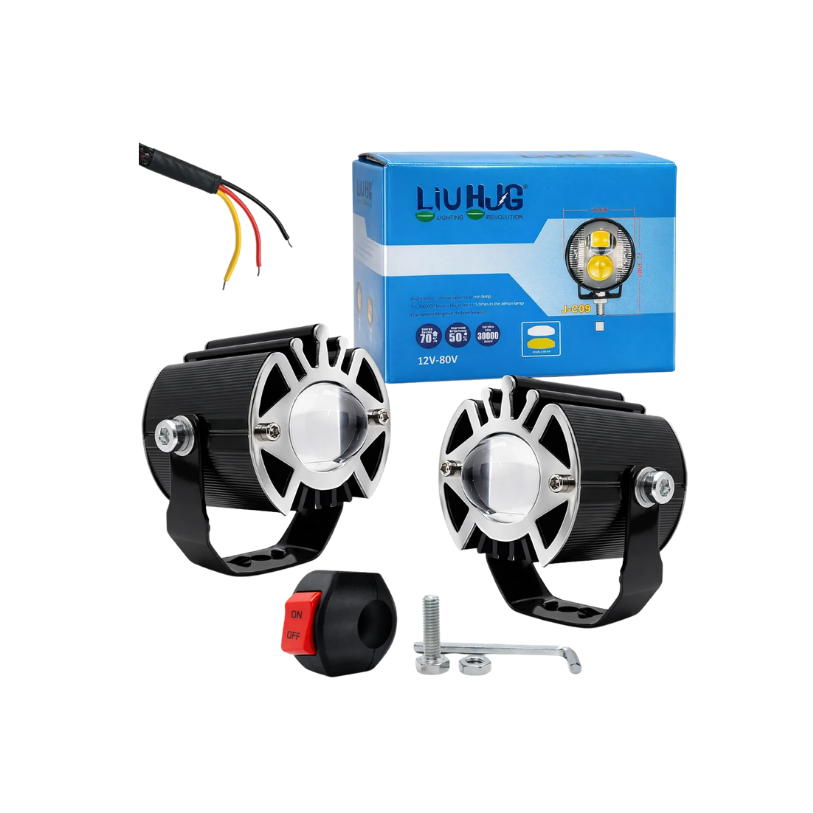 LIU HJG Ultra Bright LED Fog Light Waterproof & Dustproof 50W 12V DC Power Yellow White & Blue Devil Eye