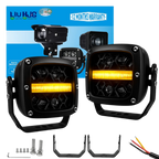 LIU HJG 4 LED Fog Light with Yellow DRL Super Bright Waterproof & Dustproof 100W