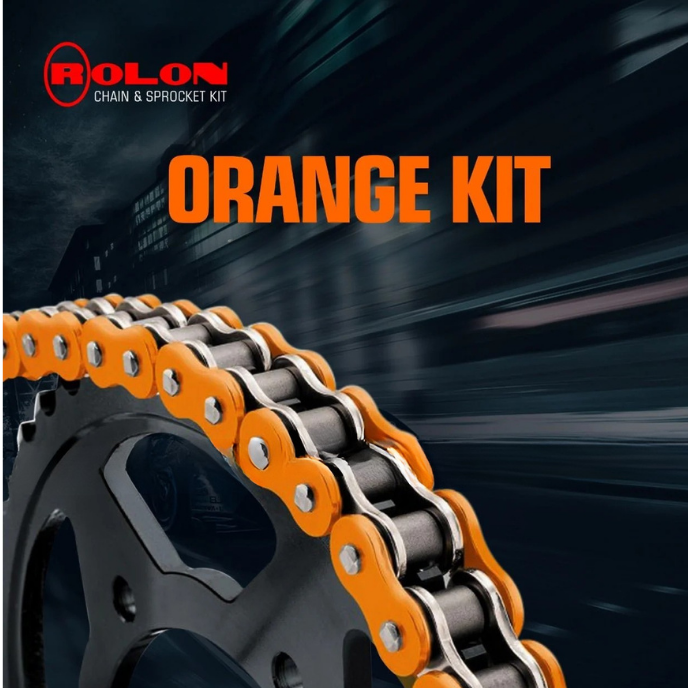 ROLON Orange Chain and Sprocket kit for RC 390 - KIT HPXRO 380