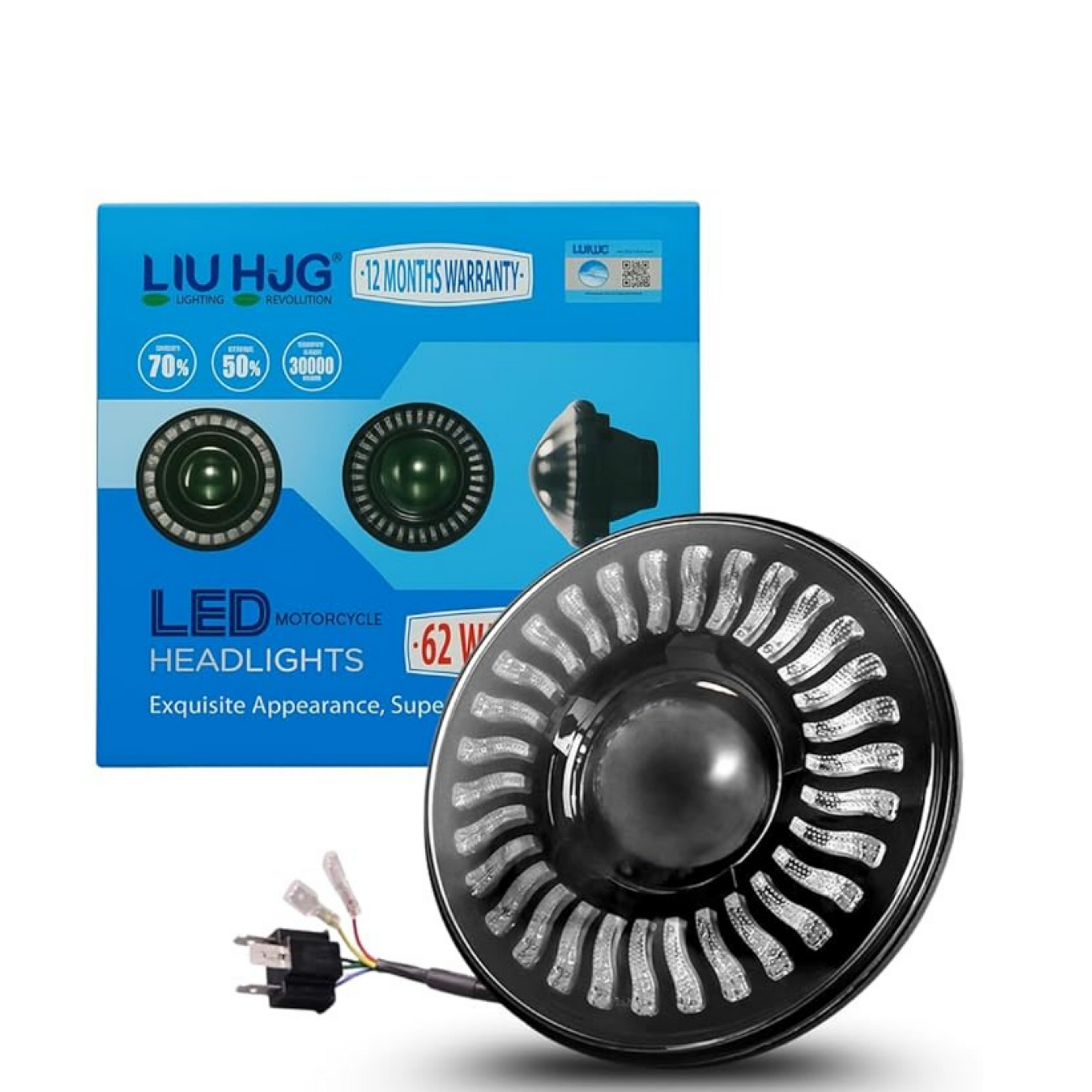 White LED Headlight LIU HJG 7 Inch. (C202)