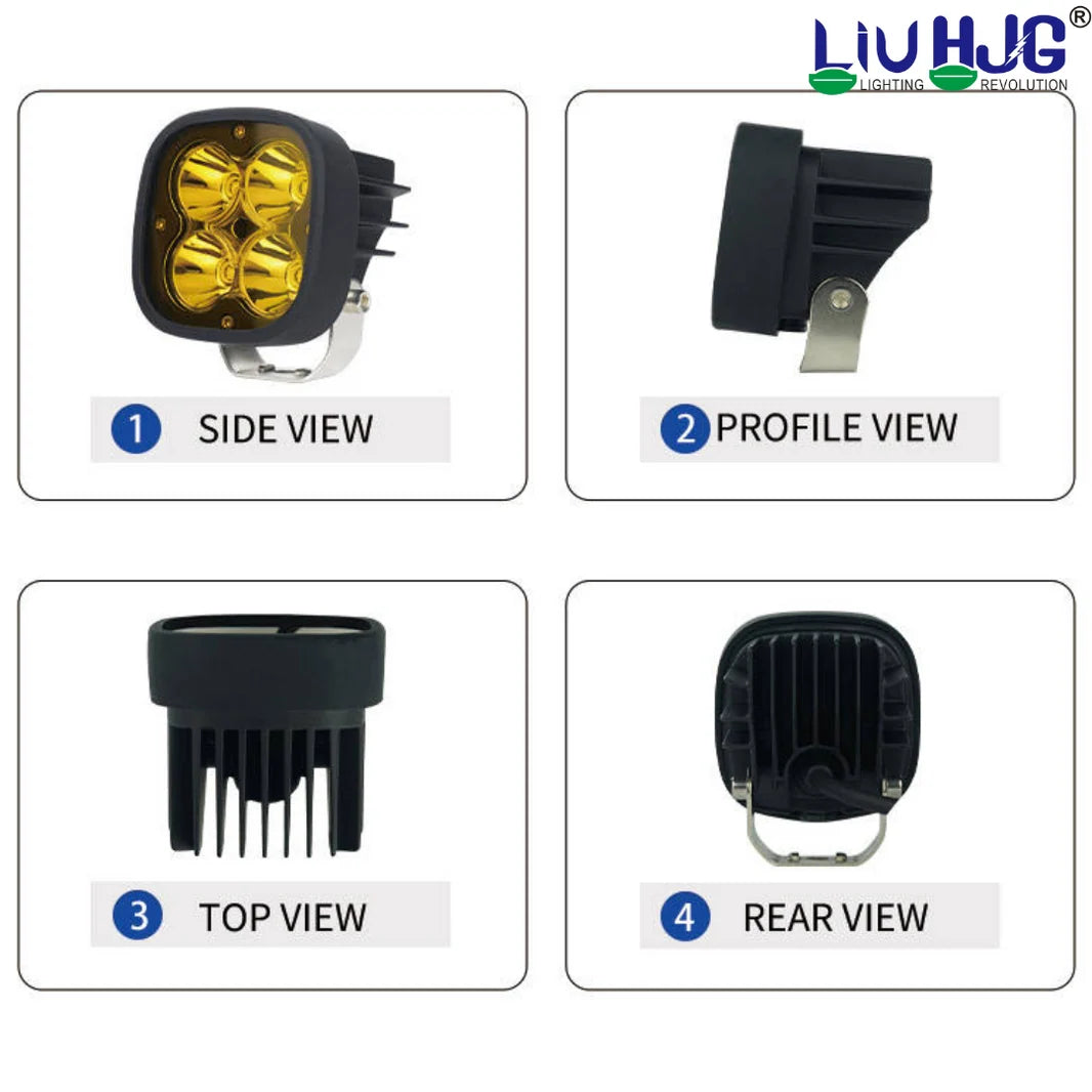 LIU HJG 60W LED Fog Light with Yellow Lens Cap & Wiring Kit