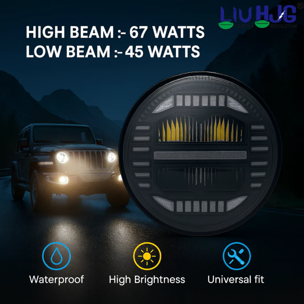 LED Headlight 7 Inch DRL High Brightness (HJG-C198)