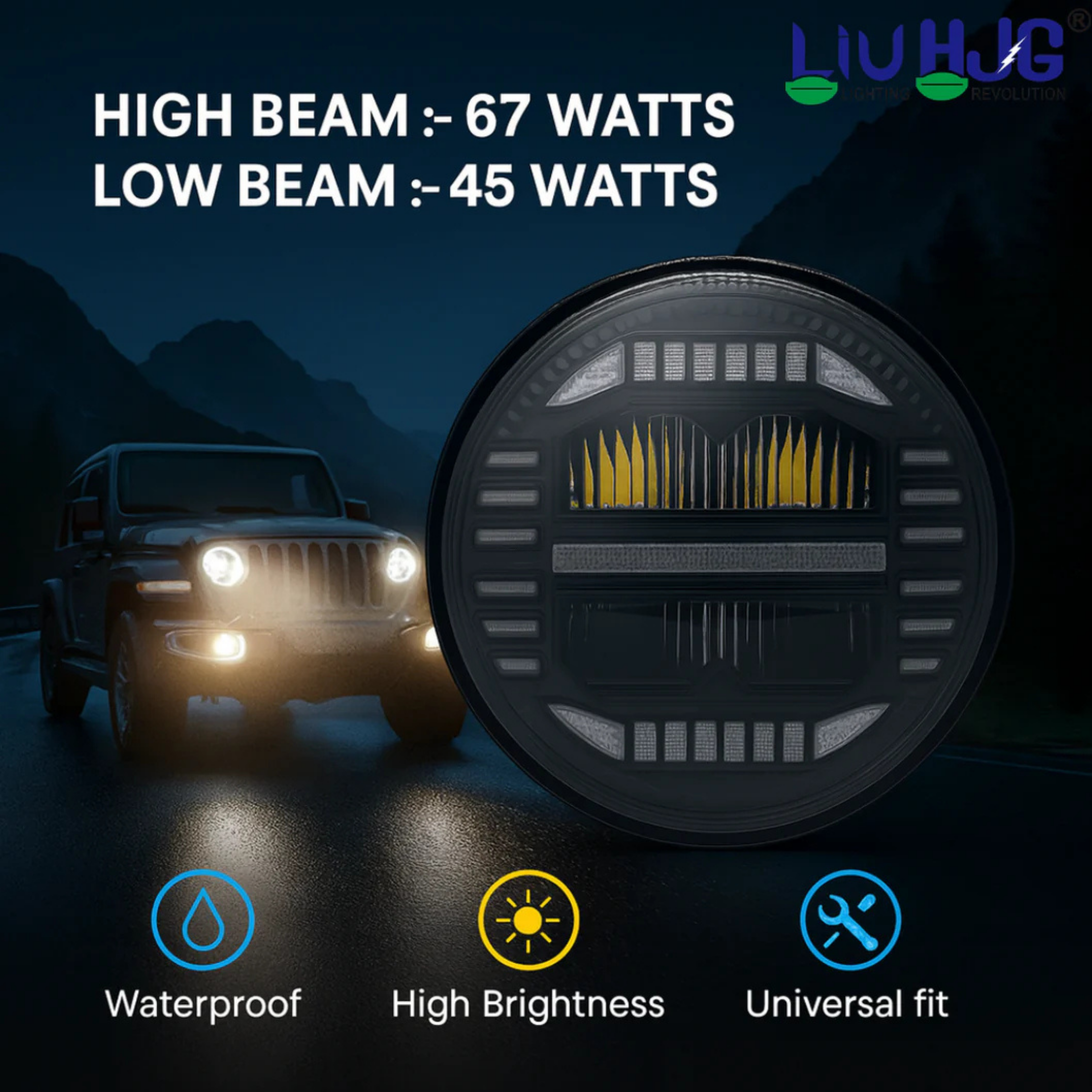 LED Headlight 7 Inch DRL High Brightness (HJG-C198)