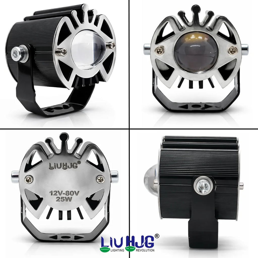 LIU HJG Ultra Bright LED Fog Light Waterproof & Dustproof 50W 12V DC Power Yellow White & Blue Devil Eye