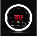 RE Logo Round Headlight with Yellow/White DRL 7Inch (C-217)