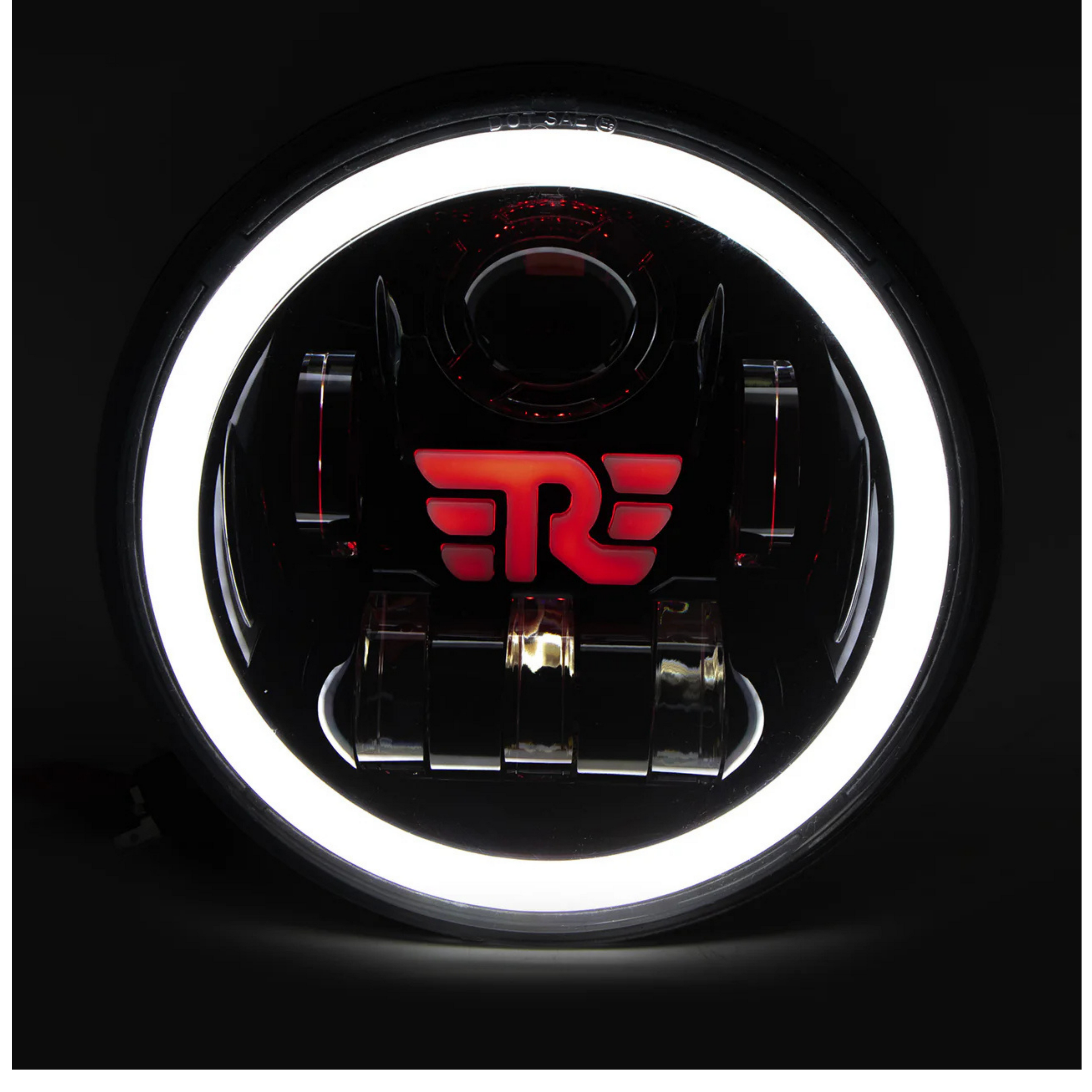 RE Logo Round Headlight with Yellow/White DRL 7Inch (C-217)