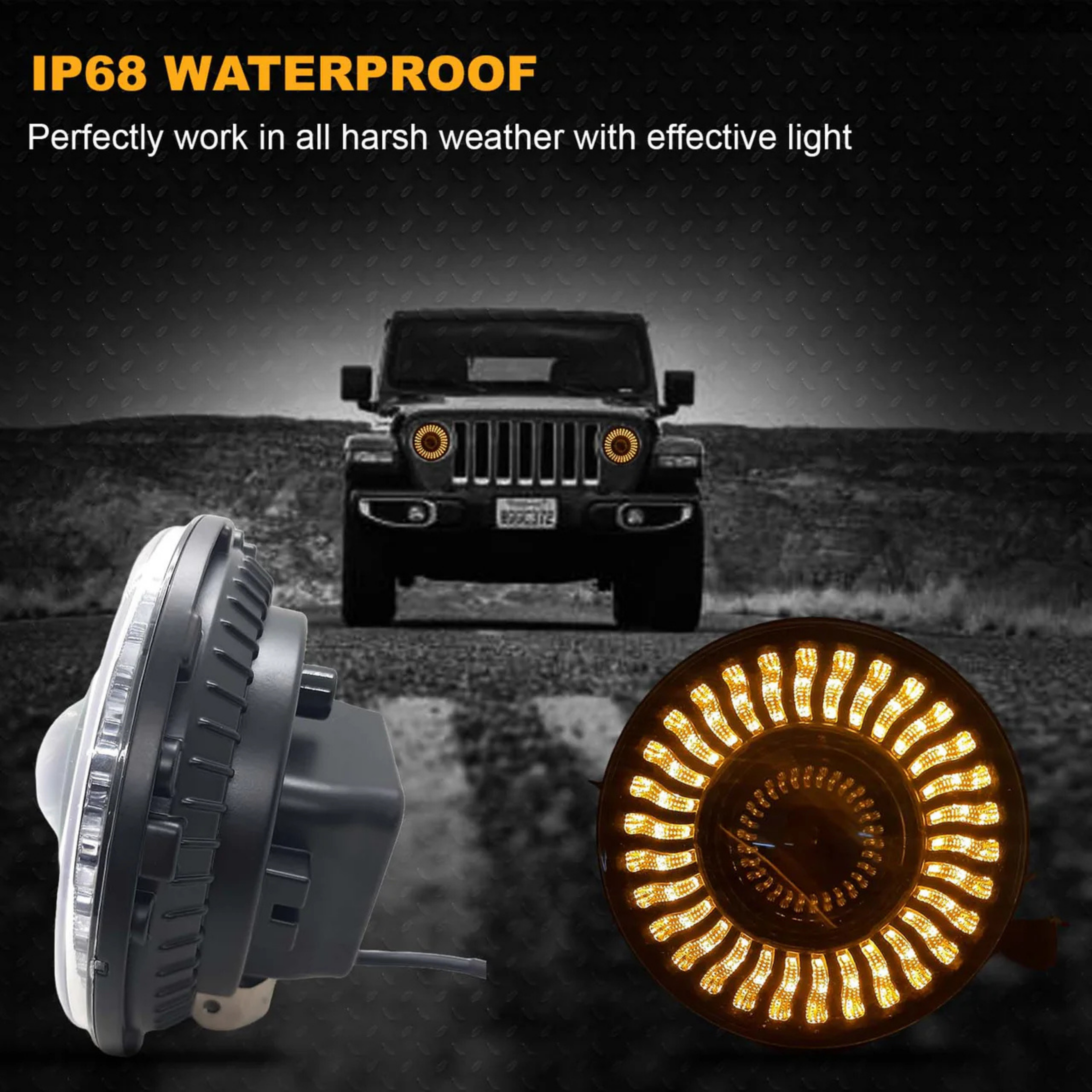 White LED Headlight LIU HJG 7 Inch. (C202)