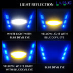 LIU HJG Ultra Bright LED Fog Light Waterproof & Dustproof 50W 12V DC Power Yellow White & Blue Devil Eye