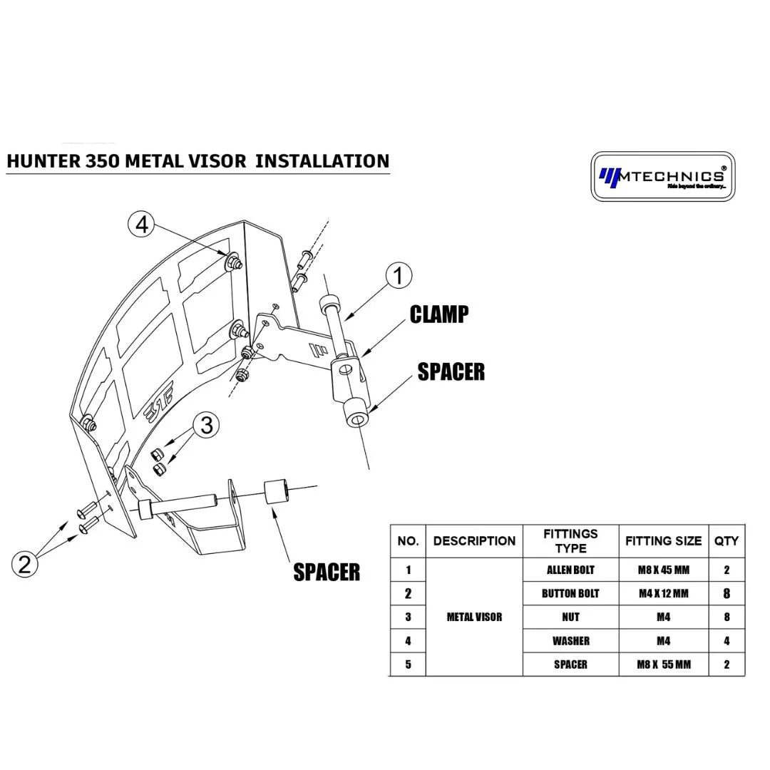 HUNTER 350 METAL VISOR